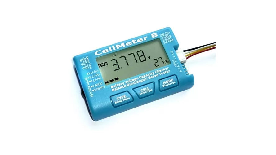 CellMeter 8 Battery Voltage Capacity Checker, Balance Discharger/Servo Tester